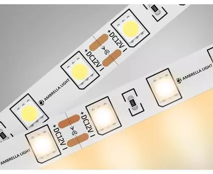Светодиодная лента 5050 60Led, 14.4W m, 12V IP20 3000K 5m Ambrella Light GS