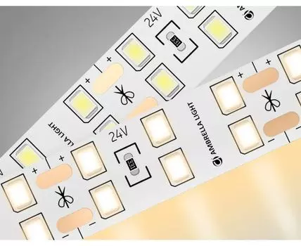 Светодиодная лента двухрядная 2835 204Led, 20W m, 24V IP20 3000K 5m Ambrella Light GS