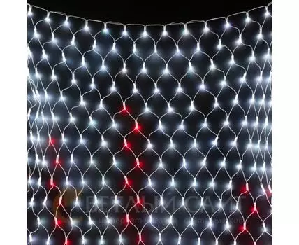 Светодиодная Сеть 2 x 2 м Разноцветная с Контроллером 220В, 400 LED, Провод Белый Каучук, IP65