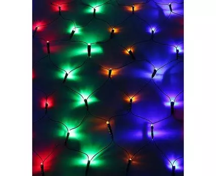 Светодиодная Сеть 2 x 2 м Разноцветная 24В, 256 LED, Провод Черный ПВХ, IP54