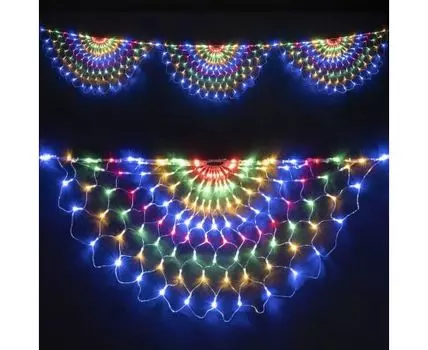 Светодиодная Сеть Радужная 3 x 0,5 м Разноцветная, 384 LED, Провод Прозрачный Силикон, IP65