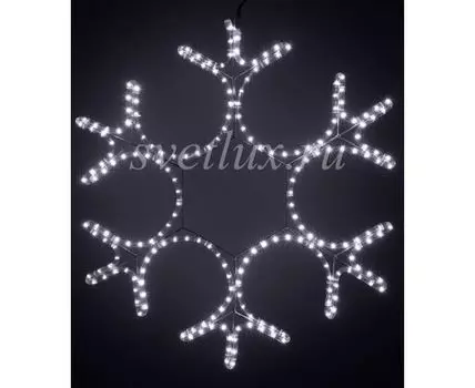 Светодиодная Снежинка 0,8м Белая, Дюралайт на Металлическом Каркасе, IP54
