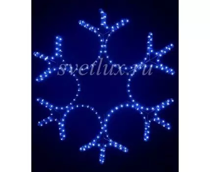 Светодиодная Снежинка 0,8м Синяя, Дюралайт на Металлическом Каркасе, IP54
