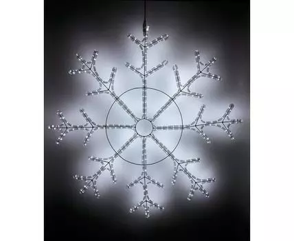 Светодиодная Снежинка 1,1м Белая, Дюралайт на Металлическом Каркасе, IP54