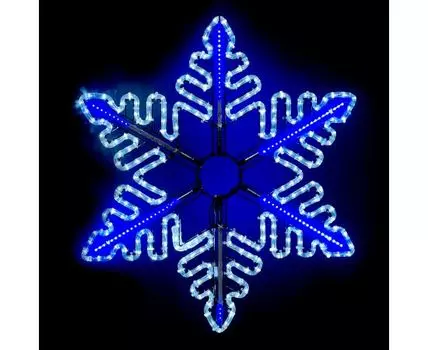 Светодиодная Снежинка Black Edition 0,8м Белая с Динамикой Синего Диода 24В, Дюралайт на Металлическом Каркасе, IP54 LTC LC-13131