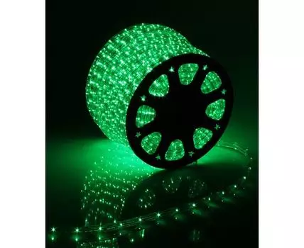 Светодиодный Дюралайт 13 мм Зеленый, 36 LED/м, Свечение 360град., IP54, Бухта 100м