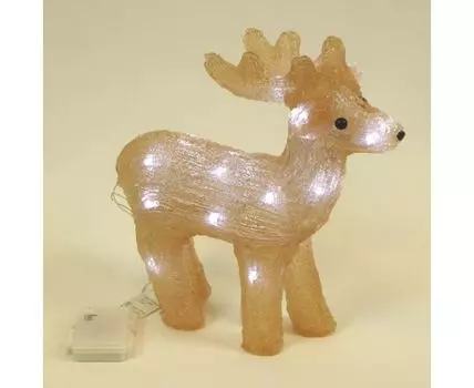 Светодиодный Олень на Батарейках 34см Белый, 24 LED, IP54