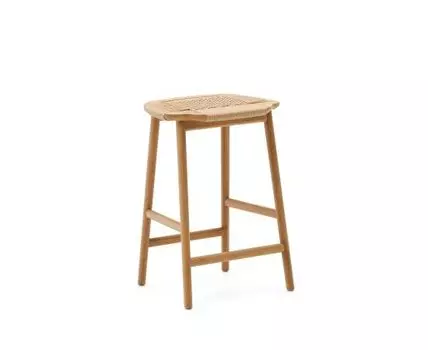 Табурет Enit из бежевой веревки и массива дуба с натуральной отделкой, 65 см