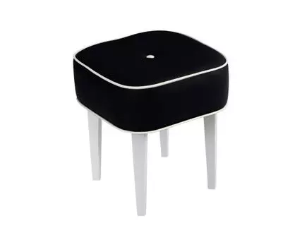 Табурет Handy SQ (Черный, 40, Кожа MANGO 305 черный/ Stainless белый, Ножки белые)