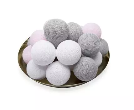 Тайская гирлянда розово-серая от батареек (Розовый)