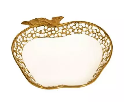 Тарелка декоративная "Муза" (28, Белый, Золото, 29)