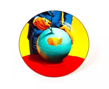 Тарелка Porcelain plates (голубой, желтый, 27)