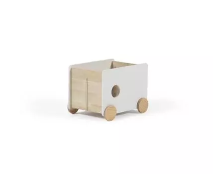 Тележка для хранения Bianina из массива натуральной сосны FSC и белого МДФ