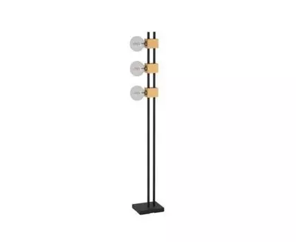 Торшер LEVANTARA, 3X40W (E27), H1505, сталь, дерево, черный, коричневый, 390194