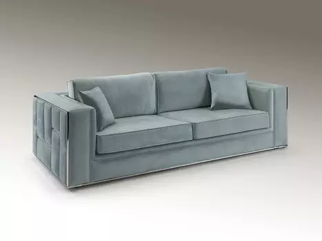 Трехместный диван Berlin светло-синий / хром