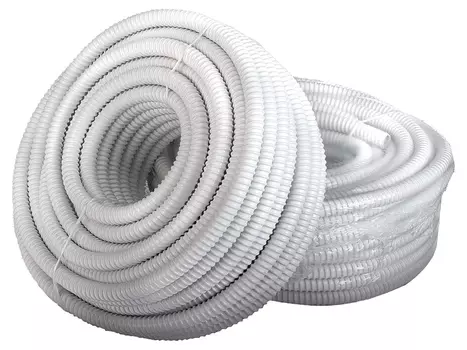 Труба d20 гофрированная ПВХ облегченная с протяж. (бухта - 20м) серая