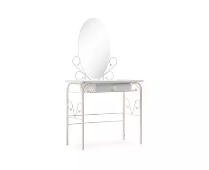 Туалетный столик Клео 3 белый / белый (хром, прозрачный)