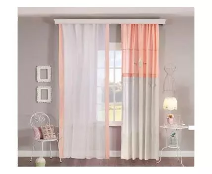 Тюль HAPPY (белый, розовый, 150)