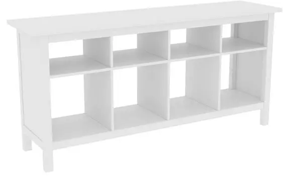 Тумба 00 Кантри длинная тумба с двумя рядами открытых полок, массив сосны, цвет белый