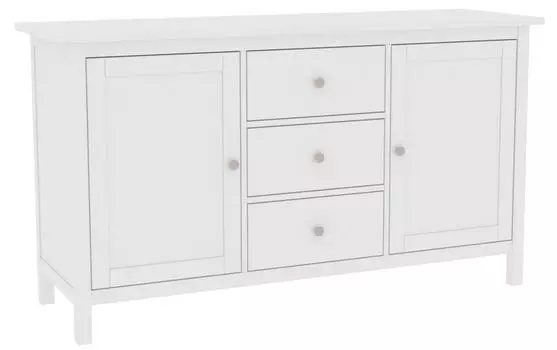 Тумба 23 Кантри двухдверная с тремя наружными выдвижными ящиками, массив сосны, цвет белый