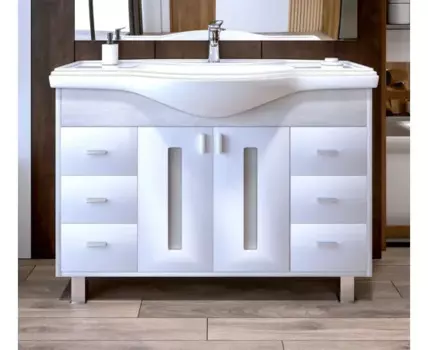 Тумба БАЛИ 120 ПВХ светлая лиственница / белый (д/рак. Классик 120)