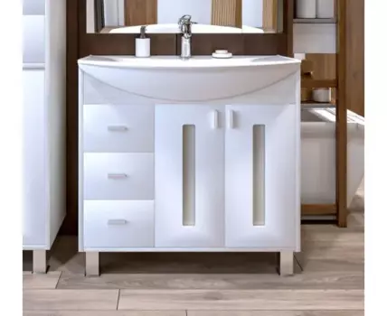 Тумба БАЛИ 85 ПВХ светлая лиственница / белый (д/рак. Стиль 85)