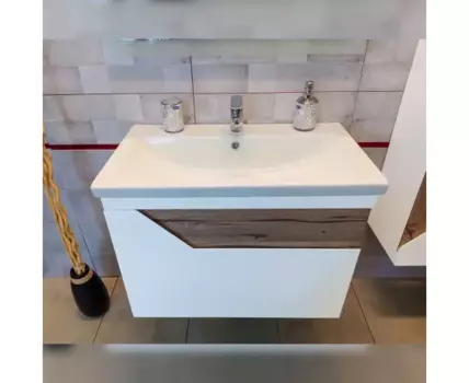 Тумба Брайтон 80 Белый матовый/Дуб Кера (д/р Mario 80, Комо 80)