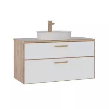 Тумба под раковину ORKA Salerno 100 подвесная, белый матовый, ручки золото