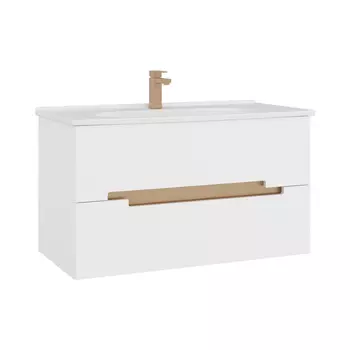 Тумба с раковиной ORKA Lodi 100 подвесная, белый, золото