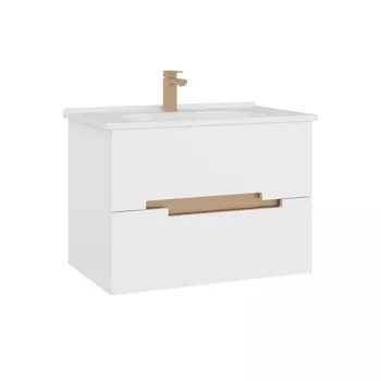 Тумба с раковиной ORKA Lodi 80 подвесная, белый, золото