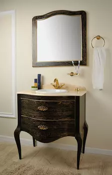 Тумба с раковиной Timo Ellen 80 H-V черный, золото патина