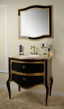 Тумба с раковиной Timo Ellen 80 M-V черный, золото