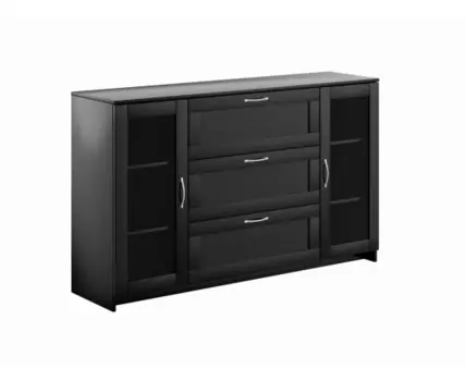 Тумба СИРИУС длинная с двумя стеклянными дверьми и тремя ящиками, цвет Дуб Венге