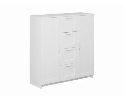 Тумба СИРИУС двухдверная с четырьмя ящиками, цвет белый