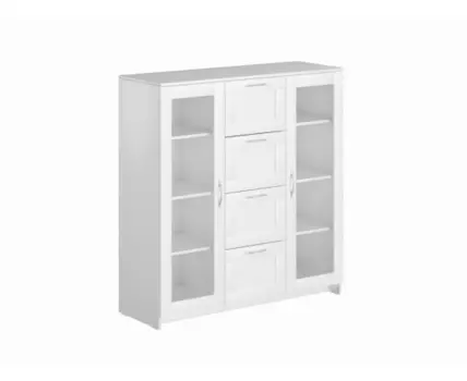 Тумба СИРИУС с двумя стеклянными дверьми и четырьмя ящиками, цвет белый