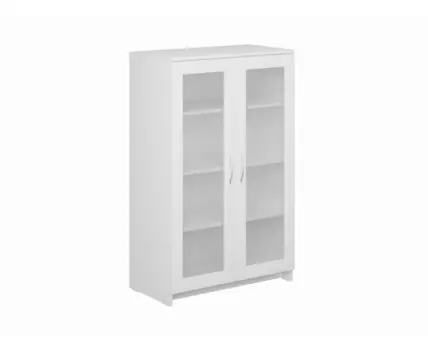 Тумба СИРИУС с двумя стеклянными дверьми, цвет белый