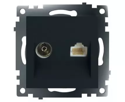 ТВ-розетка и розетка Ethernet RJ-45 без рамки Stekker Катрин 49182