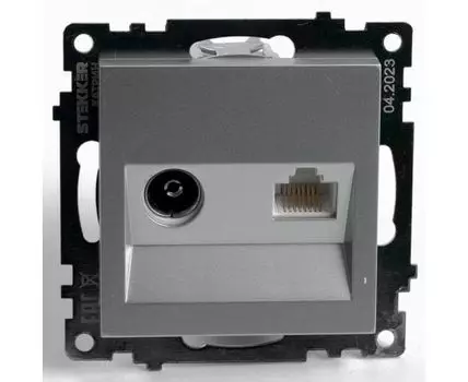 ТВ-розетка и розетка Ethernet RJ-45 без рамки Stekker GLS00-7106-03 49183