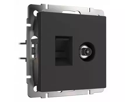 ТВ-розетка и розетка Ethernet RJ-45 без рамки Werkel черные W1181308