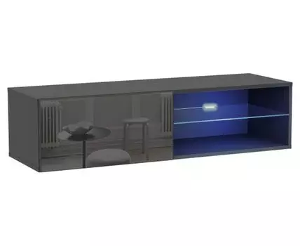 ТВ-тумба Поинт (30, 40, С подсветкой, Открытые, Черный, 120,2)