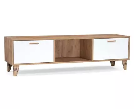 ТВ-тумбы Эго Т-3 на ножках дуб крафт золотой / белый глянец