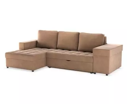 Угловой диван Бруно (94, 160 см, Плоские пружины «змейка», Двуспальные, Диван-кровать, Коричневый, 276, Большое спальное место)