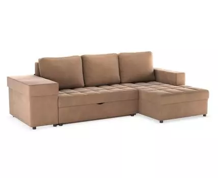 Угловой диван Бруно (94, 160 см, Плоские пружины «змейка», Двуспальные, Диван-кровать, Коричневый, 276, Большое спальное место)