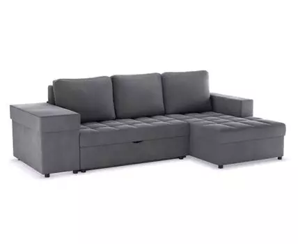 Угловой диван Бруно (94, 160 см, Плоские пружины «змейка», Двуспальные, Диван-кровать, Серый, 276, Большое спальное место)