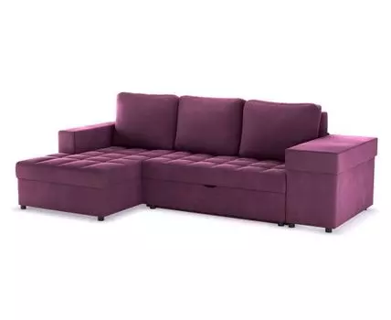 Угловой диван Бруно (94, 160 см, Плоские пружины «змейка», Двуспальные, Диван-кровать, Фиолетовый, 276, Большое спальное место)