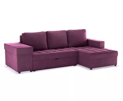 Угловой диван Бруно (94, 160 см, Плоские пружины «змейка», Двуспальные, Диван-кровать, Фиолетовый, 276, Большое спальное место)