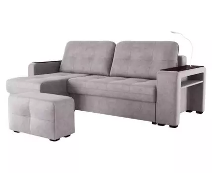 Угловой диван Эванс (96, 160 см, Пружинный блок, Двуспальные, Жесткие, Серый, 247, Большое спальное место)