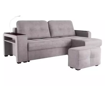 Угловой диван Эванс (96, 160 см, Пружинный блок, Двуспальные, Жесткие, Серый, 247, Большое спальное место)