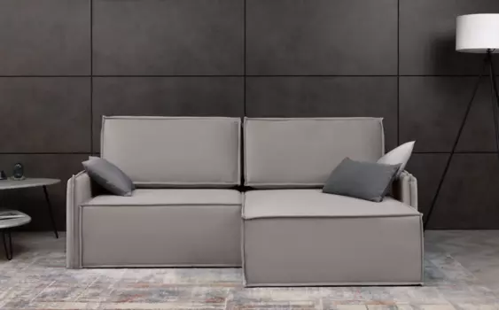 Угловой диван Klark 2 секционный с мягким уровнем посадки и узкими подлокотниками Ткань Casanova Grey, Велюр