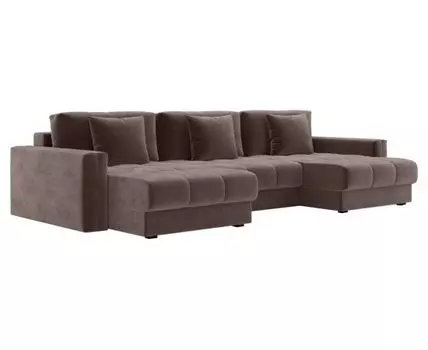 Угловой диван Клермон (87, 170 см, Пружинный блок, Двуспальные, Жесткие, Коричневый, 341, Ширина 340 см)